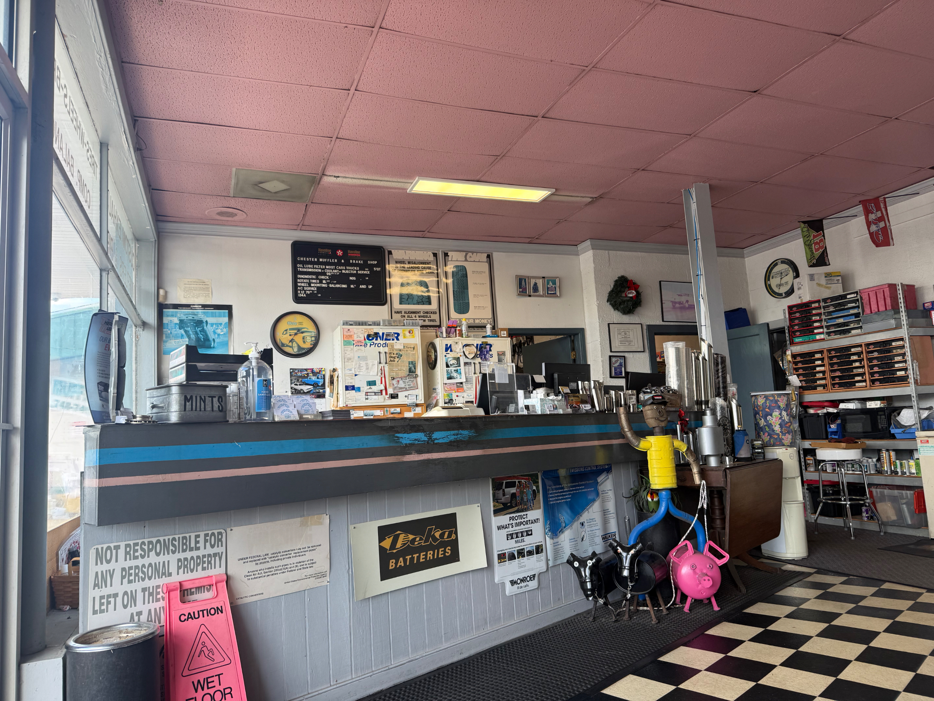 Front counter and service desk at Chester Muffler & Brake