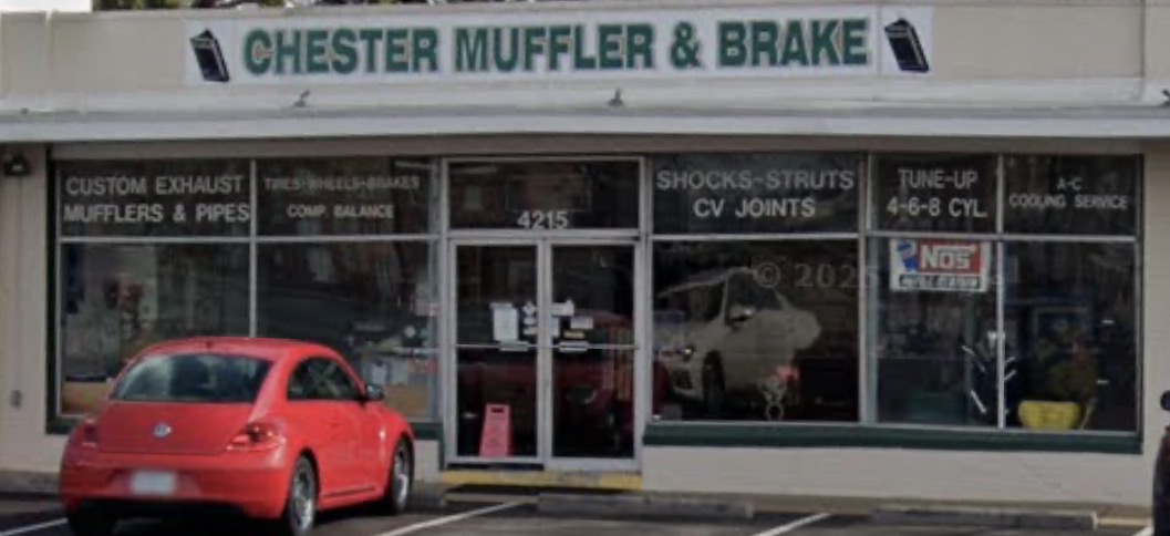 Chester Muffler & Brake service bays and storefront